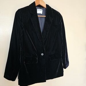 Old Navy Black Velvet Blazer Stretch Soft Velvet Jacket S Pockets Preppy Office